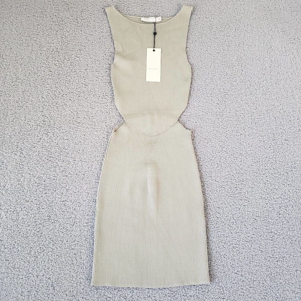 Bec & Bridge Light Sage Ribbed Midi Cutout Dress